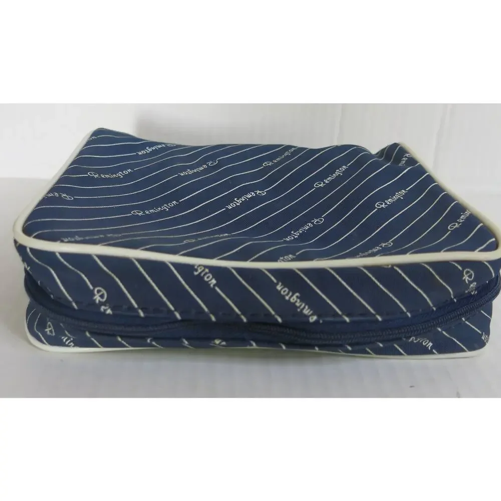 VINTAGE REMINGTON Bag Shaver Makeup Purse Organizer Travel Zipper Blue Retro